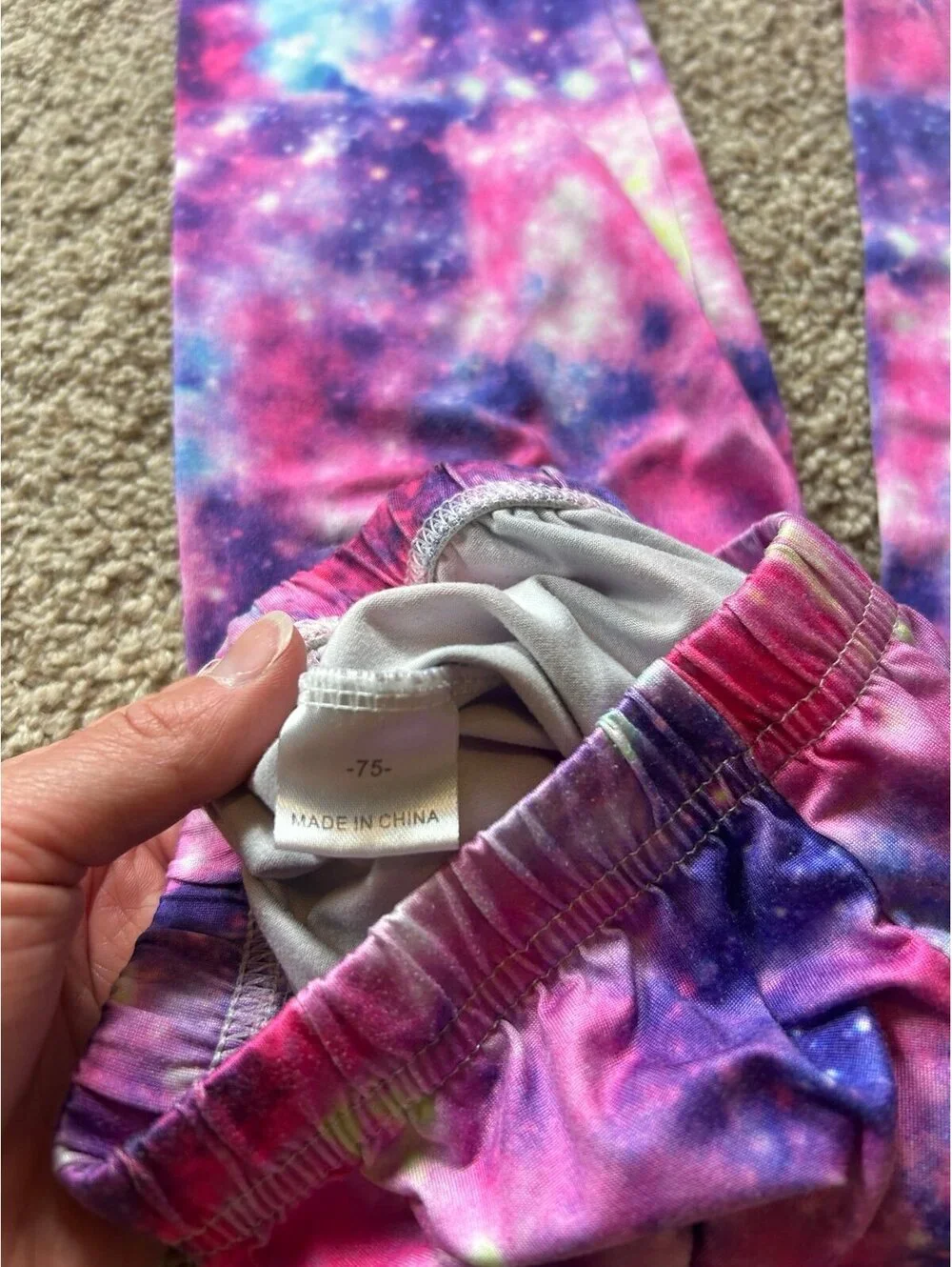 Girls Tie Dye Leggings Purple Pink Blue Stretch Active Pants Sz Youth